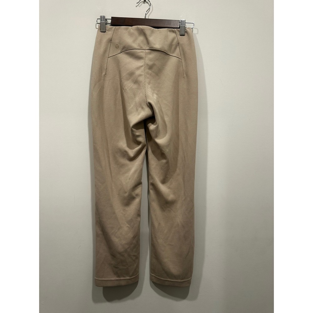 Lululemon Ribbed Softstreme Zip-Hem High-Rise Pants Tan Beige LW6CNWS Size 4